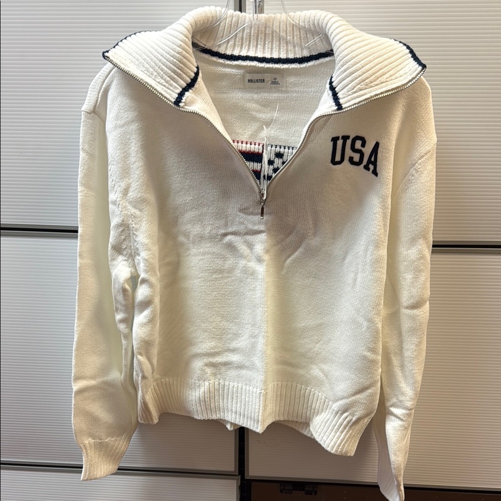 Hollister hoodie White USA Sweater Xs
